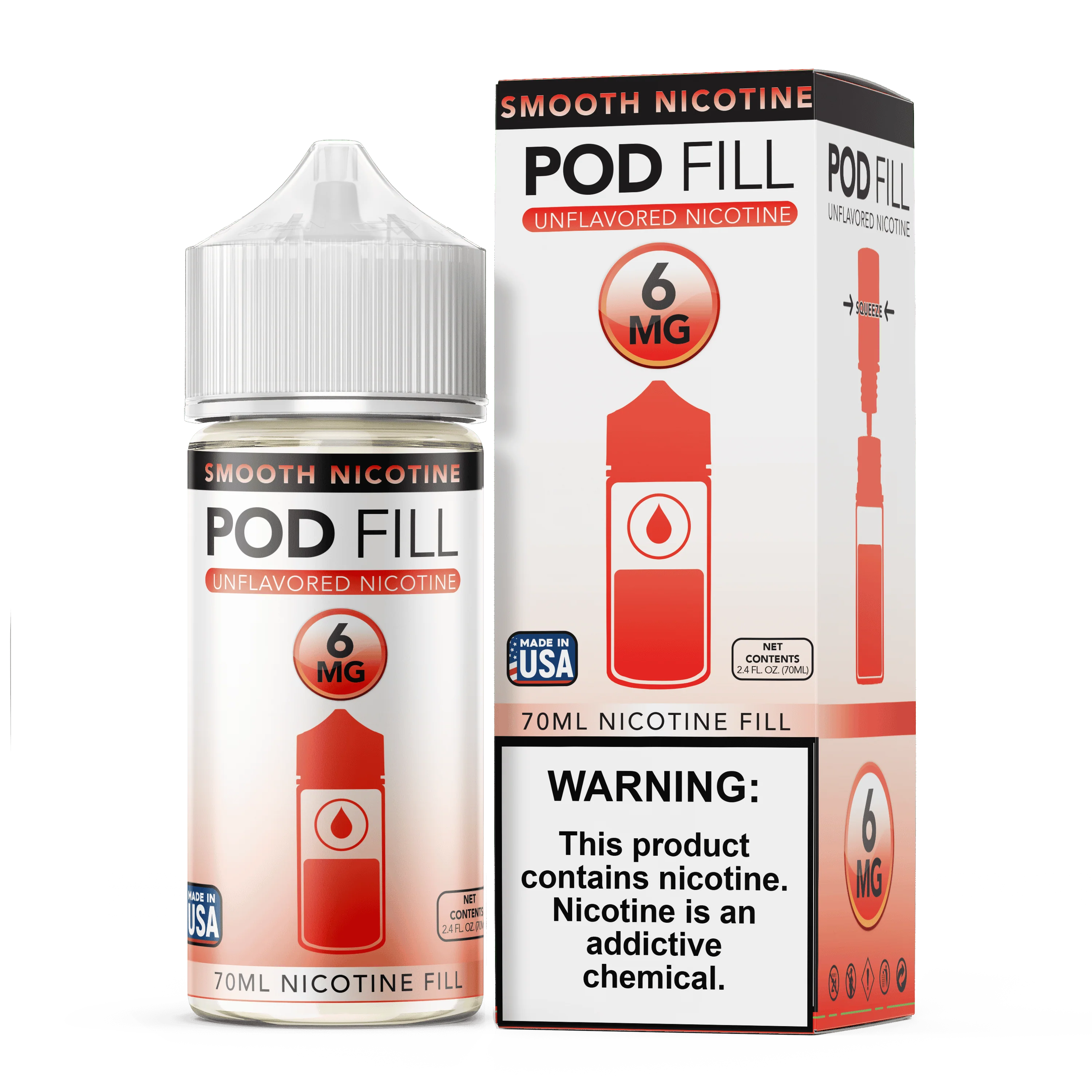 POD FILL Unflavored Nicotine E-Liquids