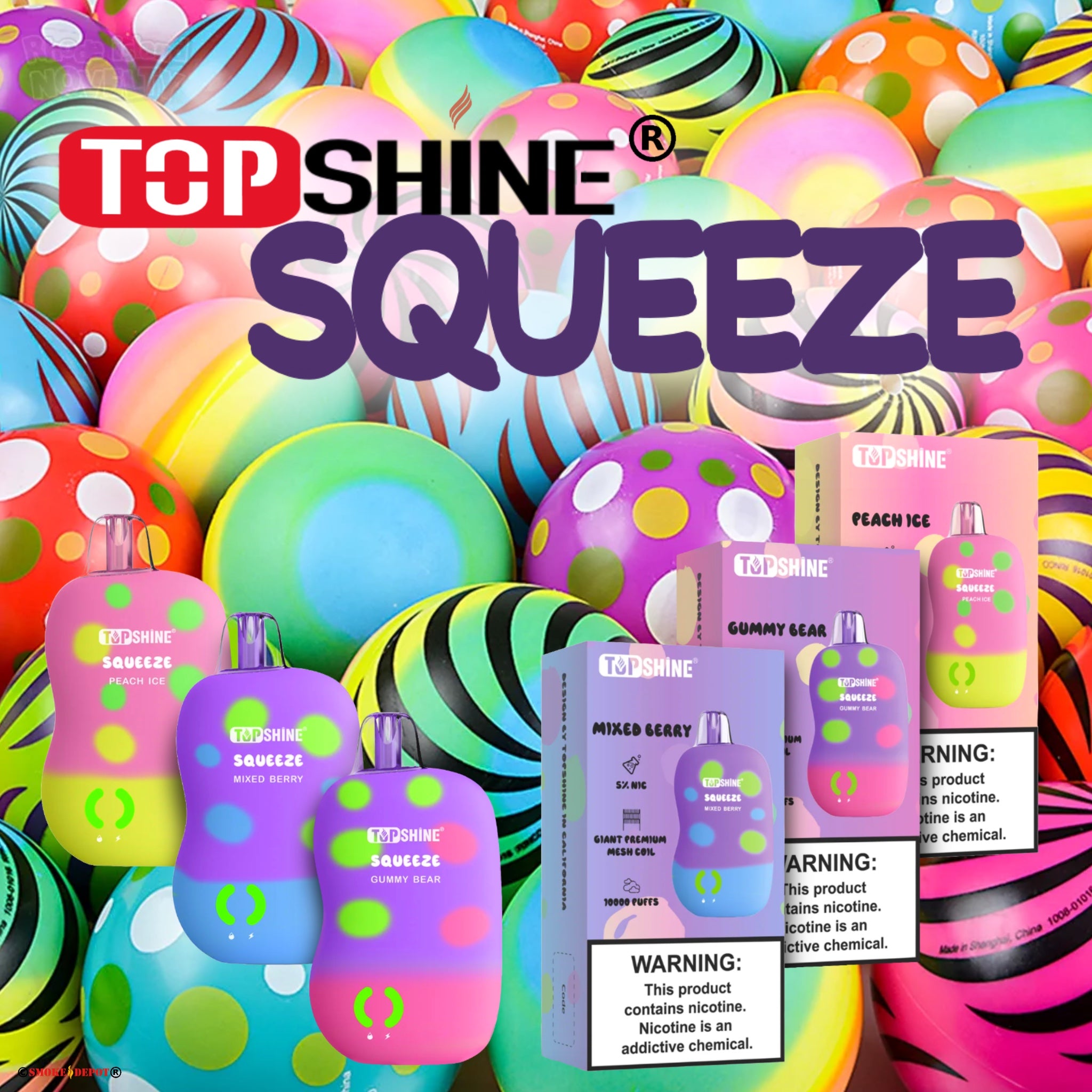 TOP SHINE Squeeze Rechargeable Disposable [10,000]